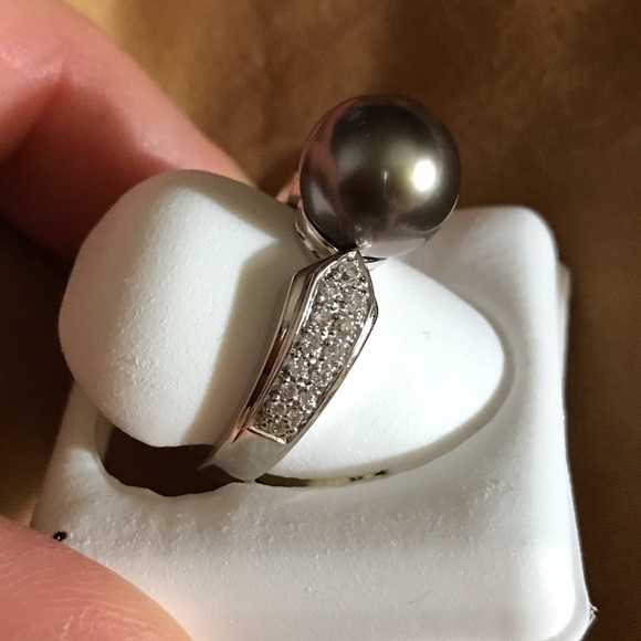 NWOT Black Cultured Pearl Ring - Picture 4 of 8